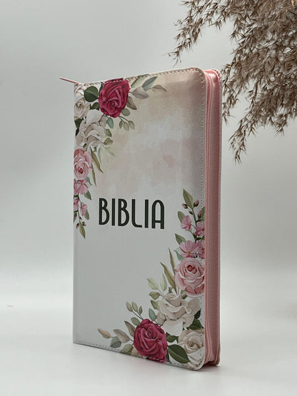 Biblia SBIR 056 ZTI Floral Alb